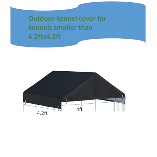 Outdoor Dog Kennel Cover 10'W x 10'L 600D Heavy Duty Waterproof UV Resistant Dog Kennel Replacement Cover - Black (Cover Included only)