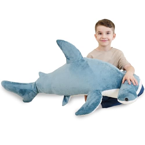 37 inch Hammerhead Shark Stuffed Animal Giant Soft Plush Shark Toy Realistic Blue Ocean Animal Gift for Kids and Adults