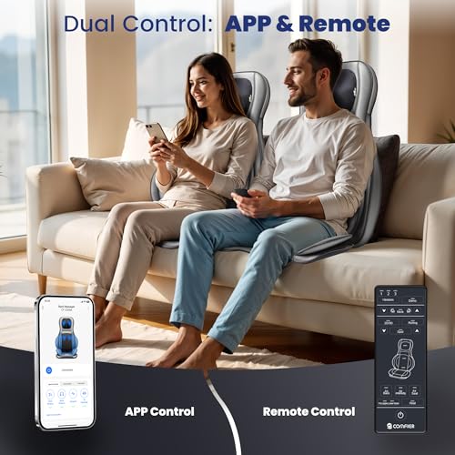 COMFIER Shiatsu Neck Back Massager with Heat, 2D ro 3D Kneading Massage Chair Pad, Adjustable Neck Massage,Seat Massager for Full Body Relaxation, Christmas Gifts for Dad Mom Women Men,Dark Gray