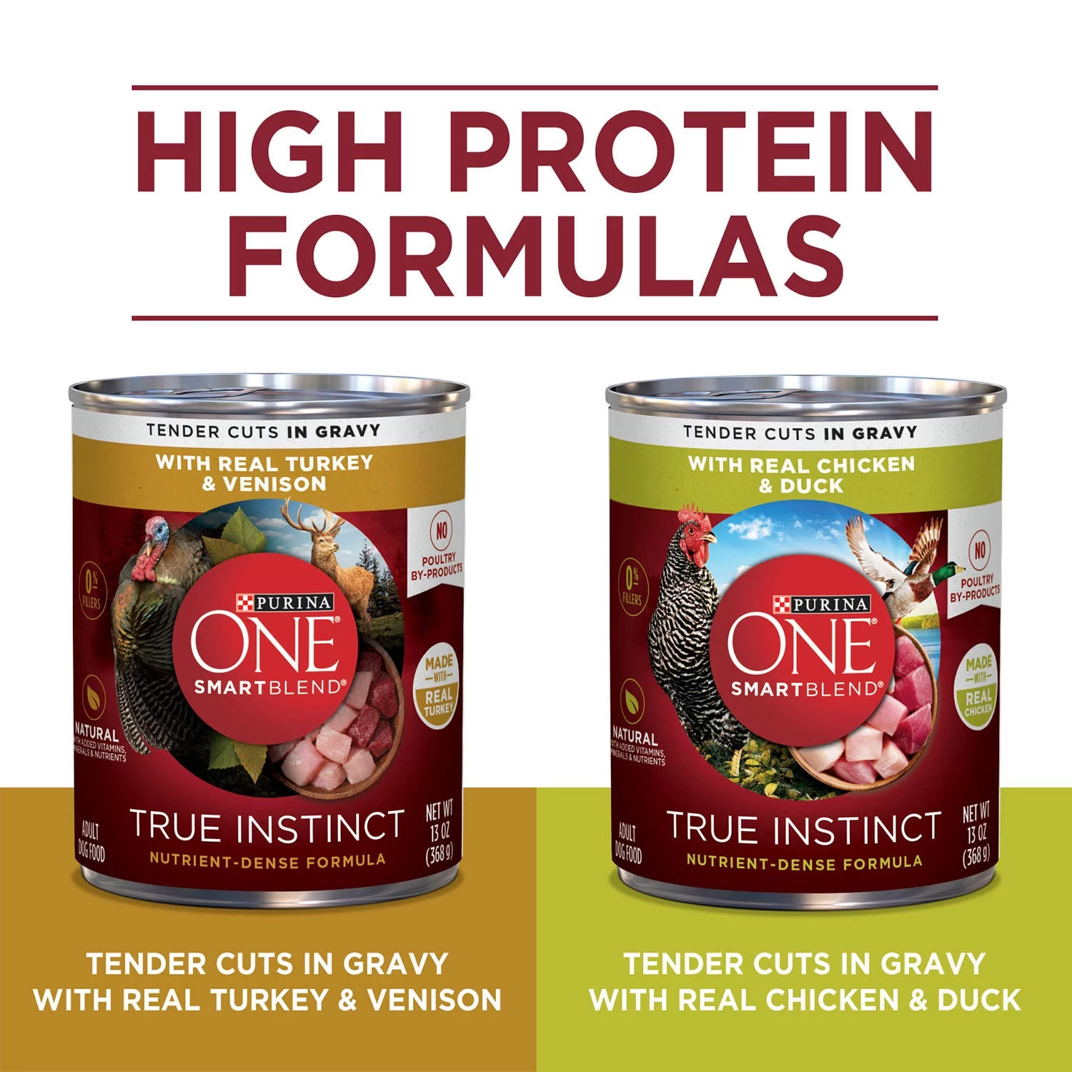 Purina ONE Natural Gravy Wet Dog Food Variety Pack, SmartBlend True Instinct Tender Cuts - (24) 13 oz. Cans