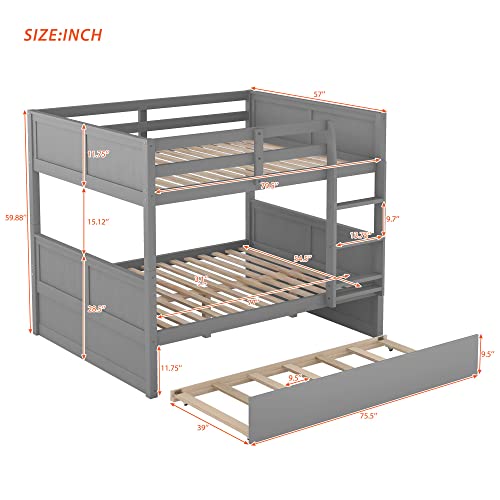 SOFTSEA Twin Over Full Bunk Bed with Slide, Solid Wood Bunk Beds with Stairs for Kids