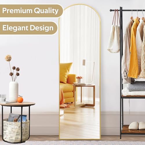 Full-Length Mirror for Bedroom, Full Body Mirror with Stand, Hanging or Leaning, Aluminum Alloy Thin Frame Floor Standing Black Modern Makeup vanities Color Mode