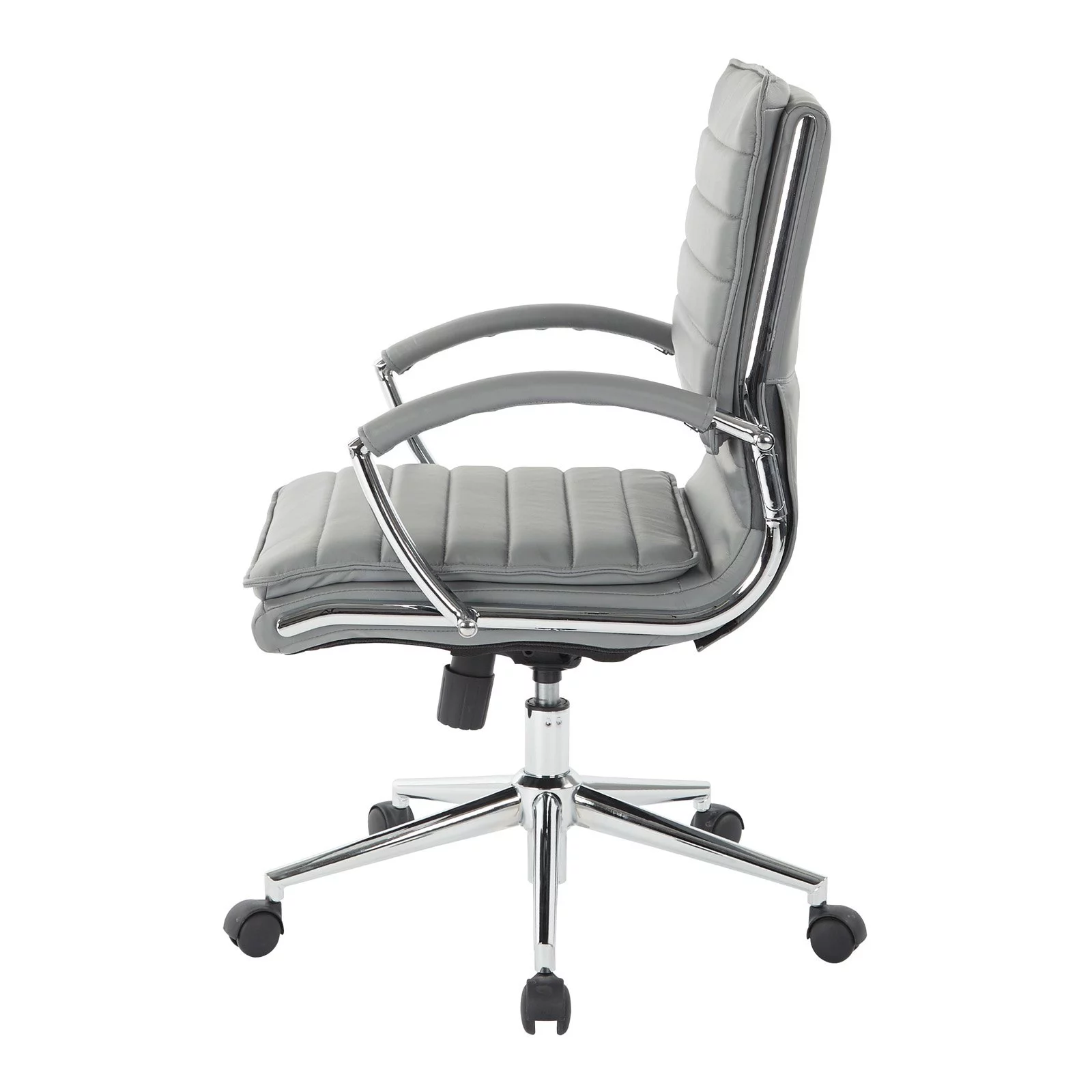 Office Star Products Mid Back Manager's Faux Leather Chair in White with Chrome Base