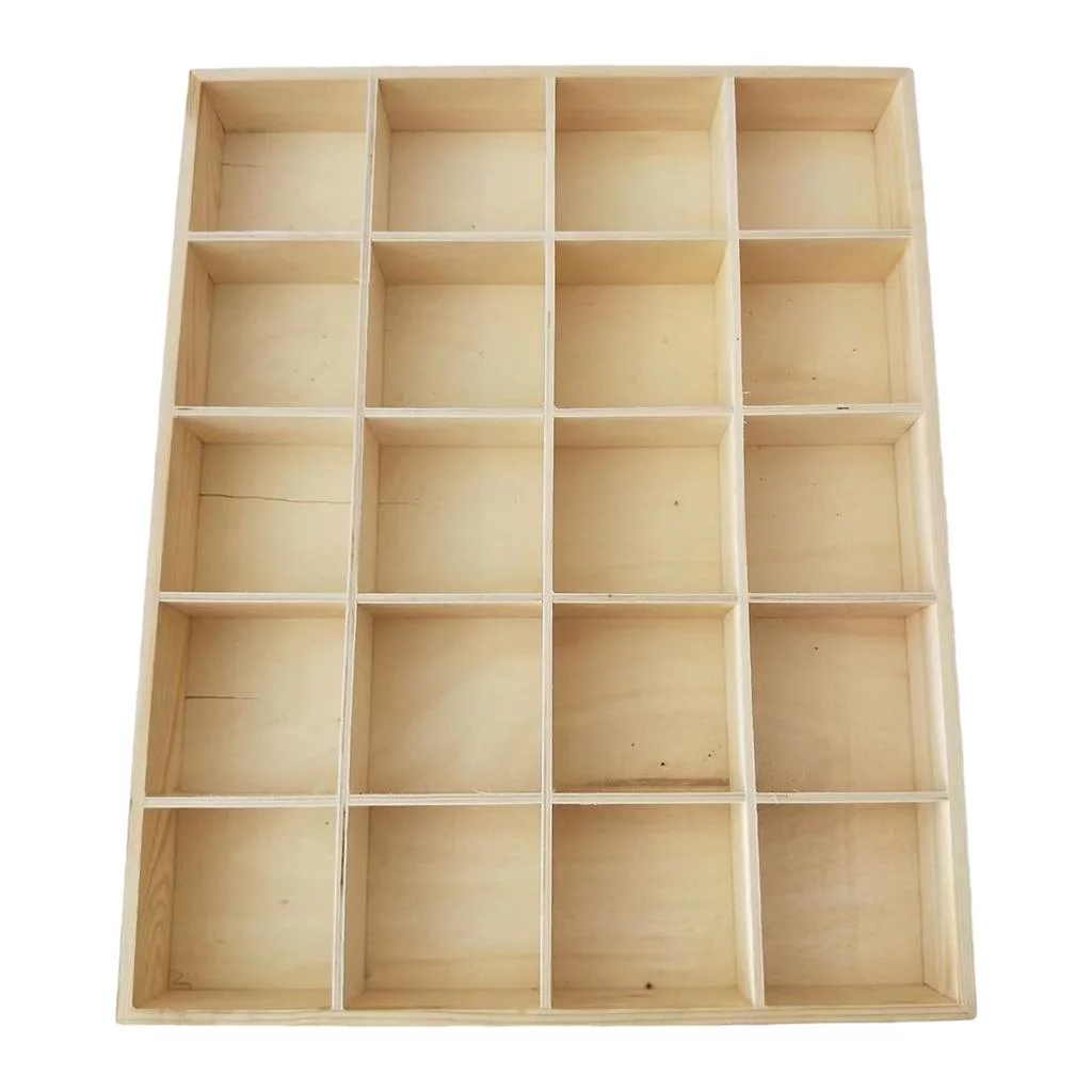 Sundries Storage Box Wooden Multi Grids Container for Desk Jewelry 20 grid