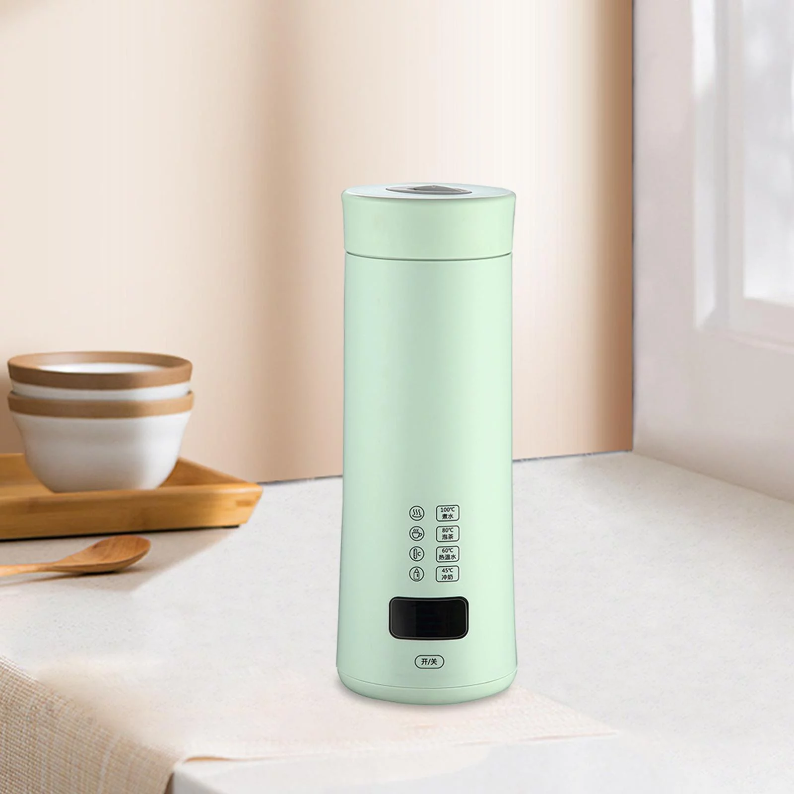 Portable Electric Hot Water Kettle Tea Coffee Kettle Water Boiler with Tea Filter, Keep Warm Travel Electric Kettle for Milk Green
