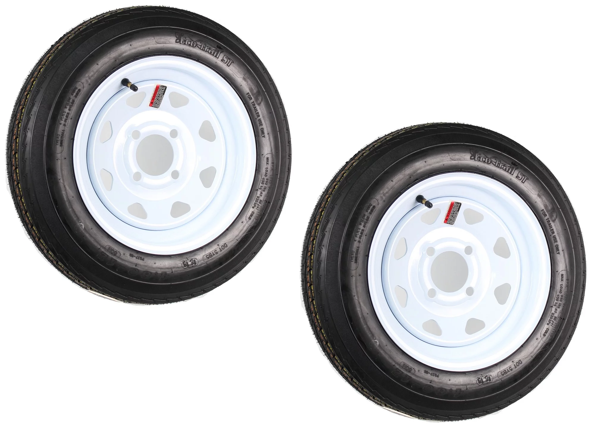 2-Pack Trailer Tire Rim 480-12 4.80-12 LRC 4Lug White Spoke Wheel