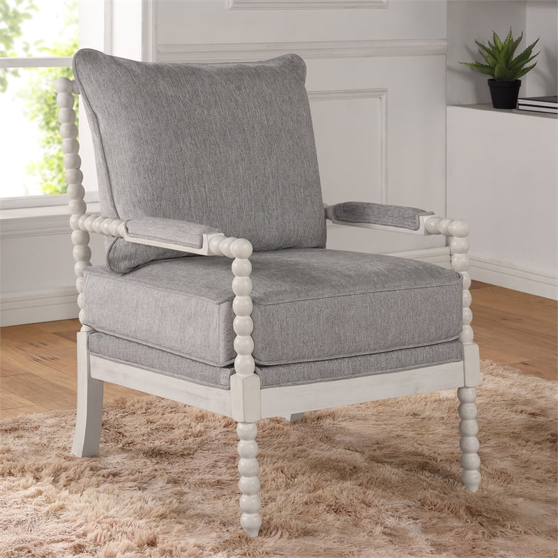 Furniture of America Elm Fabric Cushioned Accent Chair in Gray