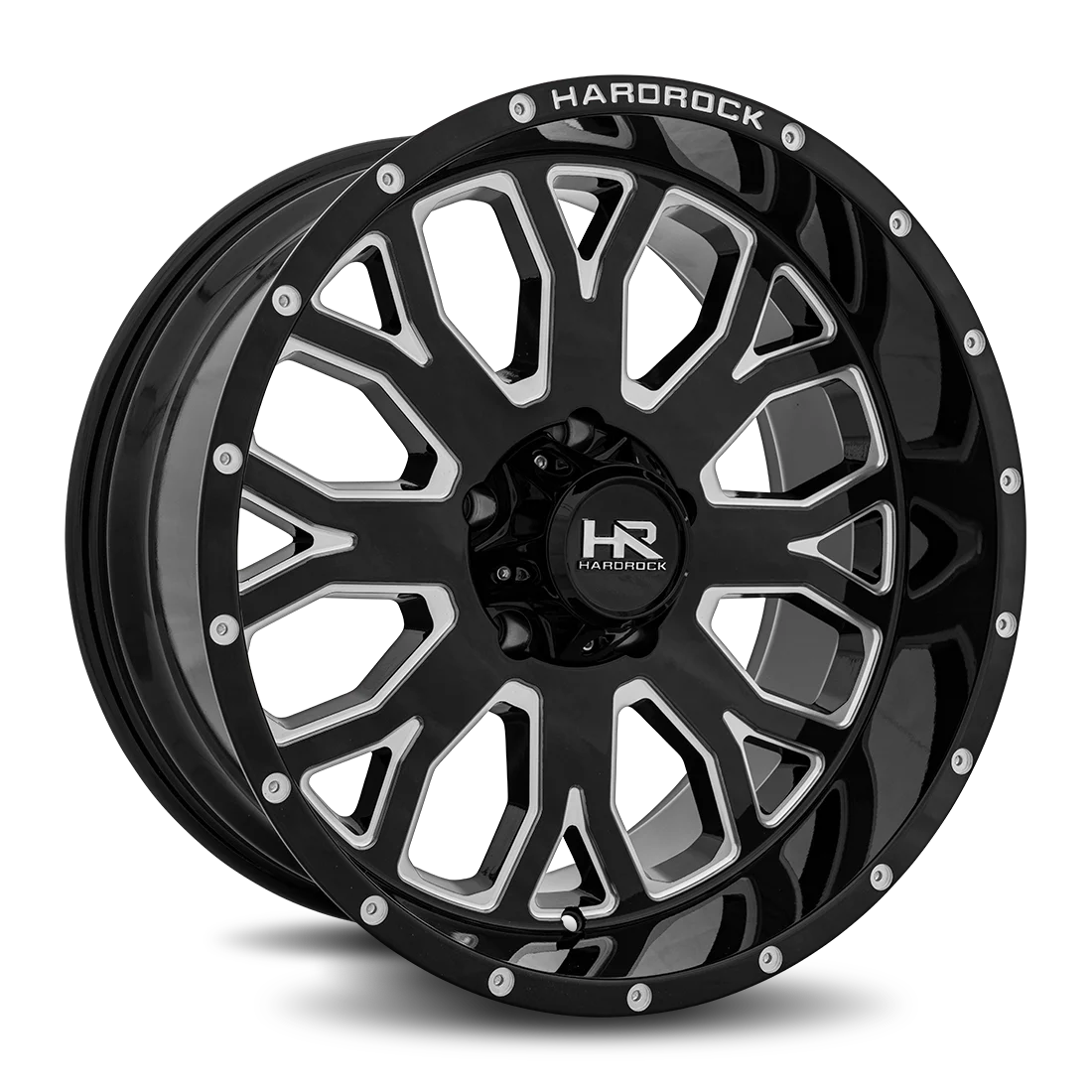 HARDROCK SLAMMER XPOSED 20X12 6X135 -44ET 110.3CB GLOSS BLACK MILLED WHEEL
