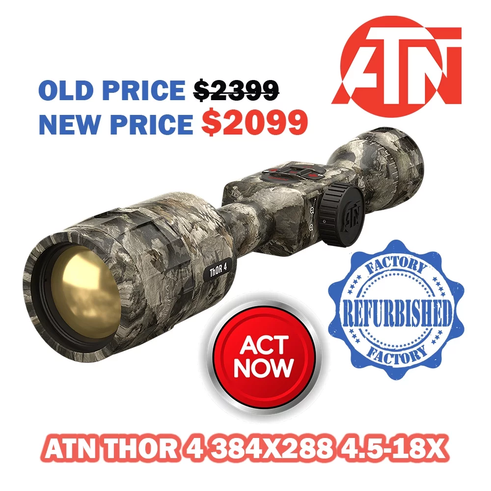 Restored Premium ATN Thor 4 384 4.5-18x Elements Terra Thermal Rifle Scope (Refurbished)