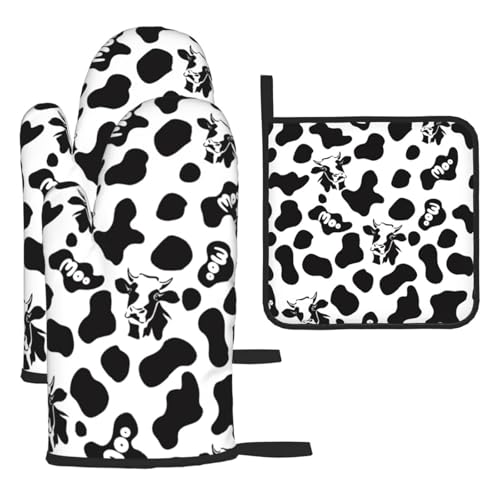 Winter Cardinal Christmas Oven Mitts and Pot Holders Sets of 3,Heat Resistant Hot Pads Oven Gloves for Cooking Grilling Baking, Christmas Kitchen Decor, for Women