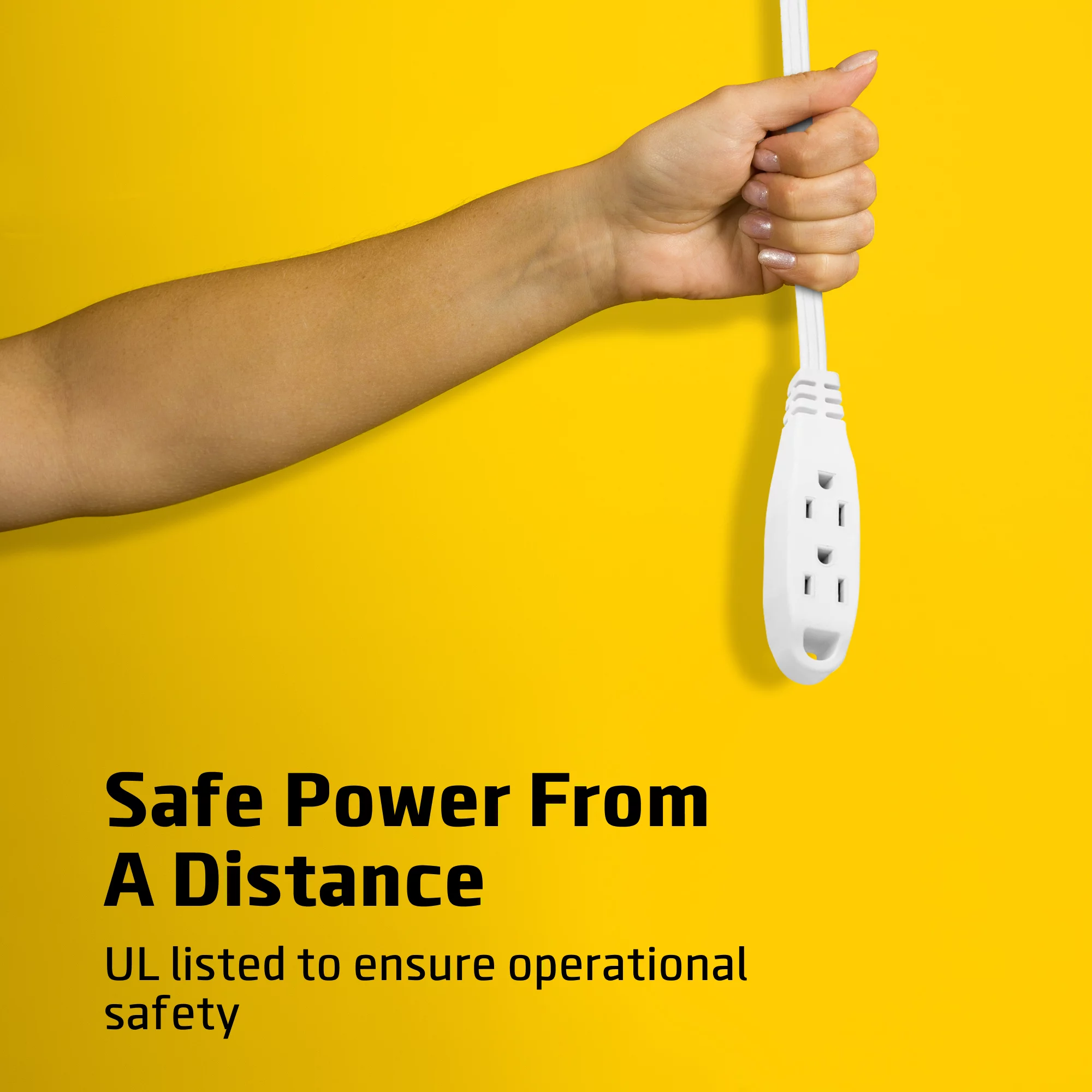 ClearMax 3 Prong Outlet Extension Cord Heavy Duty, Flat Head, 13 Amps 25ft Indoor Cord White, 16 AWG