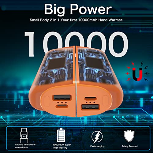 Hand Warmers Rechargeable 2 Pack,10000mAh Split-Magnetic Electric AI Handwarmer Power Bank,3 Levels, Camping,Hunting in Winter