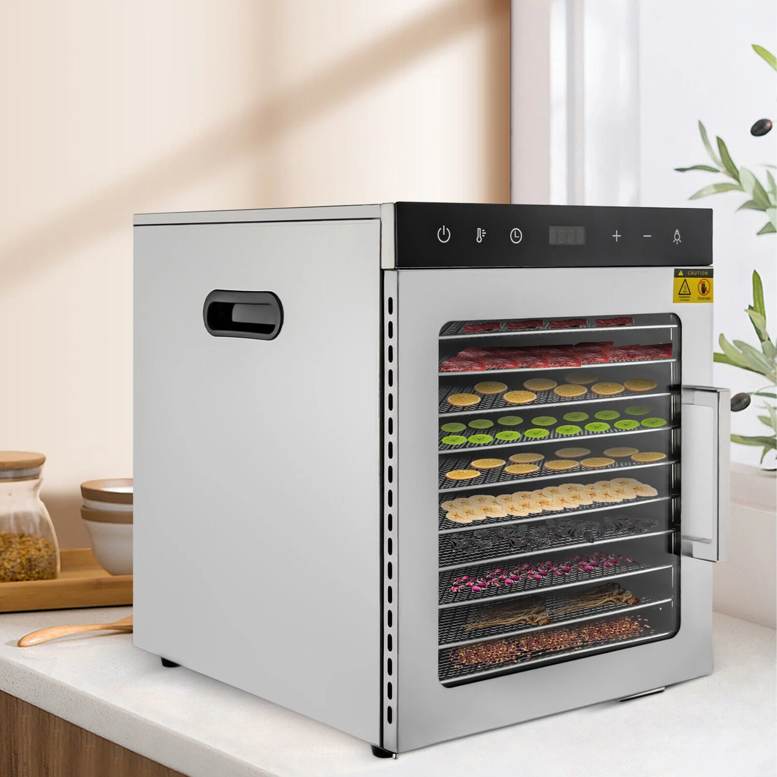 10 Trays Commercial Electric Food Dehydrator Fruit Jerky Herb Dryer 30-90℃ 800W