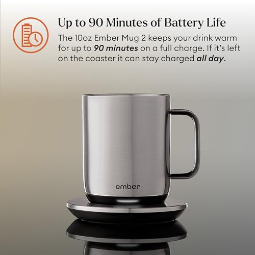 Ember Temperature Control Smart Mug 2, 14 Oz, App-Controlled Heated Coffee Mug with 80 Min Battery Life and Improved Design, Black