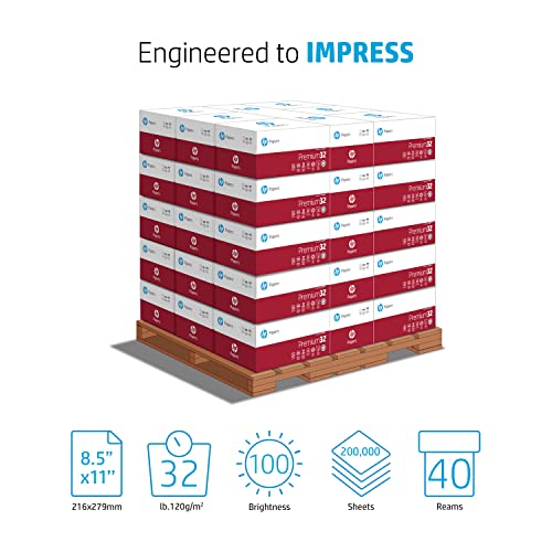 HP Paper Printer | 8.5 x 11 Paper | Premium 32 lb | 1 Ream - 500 Sheets | 100 Bright | Made in USA - FSC Certified | 113100R