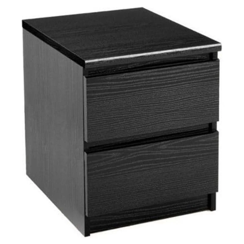 4 Piece Set with 6 Drawer Dresser 5 Drawer Chest and Two Nightstands in Black Woodgrain