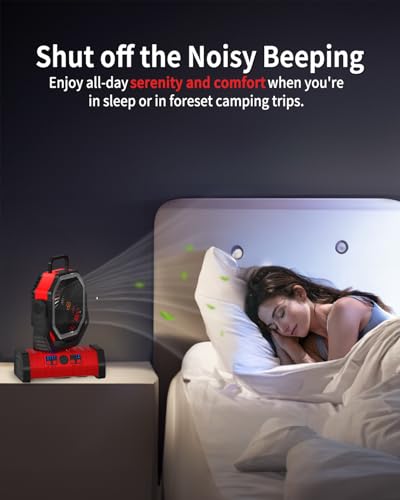 ADUST Camping Battery Operated Powered Fan with LED Lantern Light 20000mAh Rechargeable Portable Oscillating Fan with 360° Rotation Hanging Hook for Tents, Cordless USB Desk Fan(Orange)