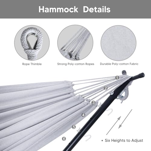 SUNCREAT 2-in-1 Hammocks Hammock Chair with Stand, 475 lbs Capacity, Heavy Duty Two Person Hammock with Stand, Patent Pending, Blue Stripe