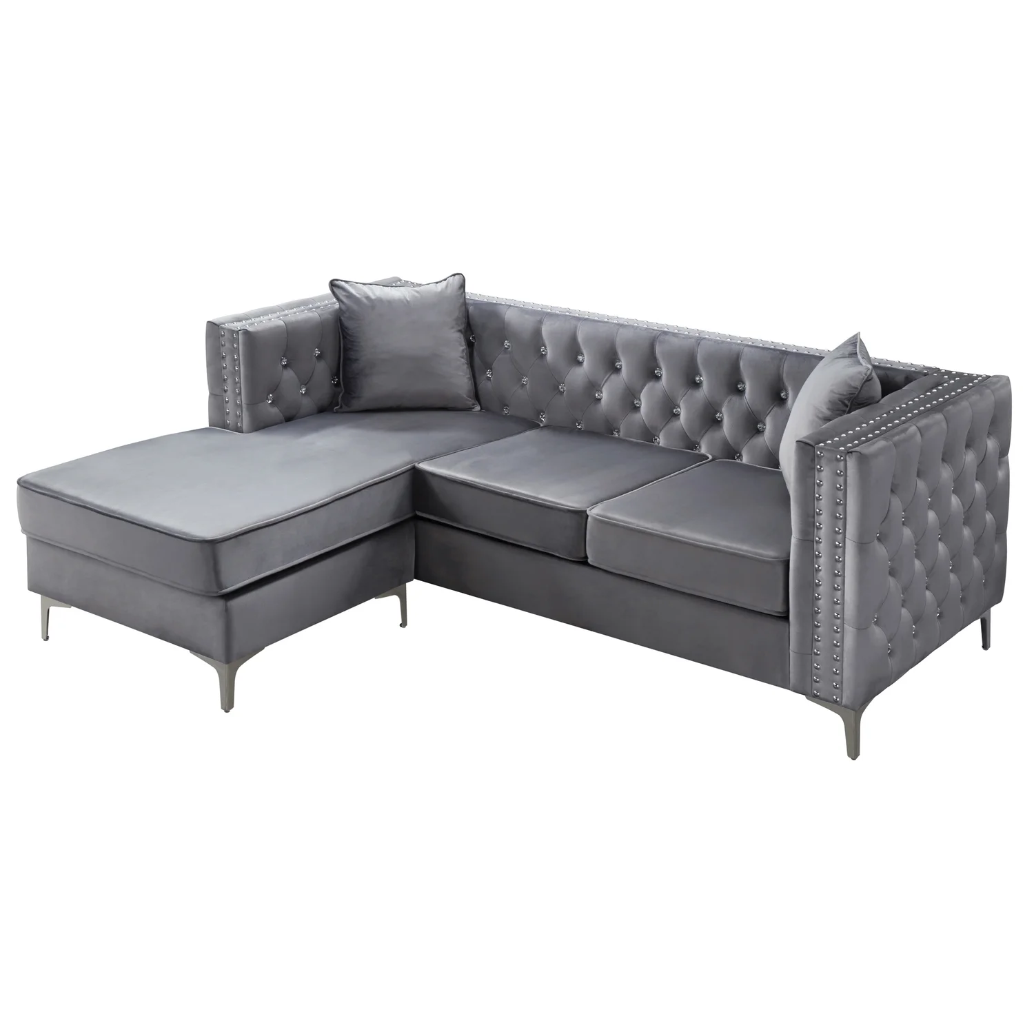 Maykoosh Gothic Grandeur G822B-SC Sofa Chaise , Gray