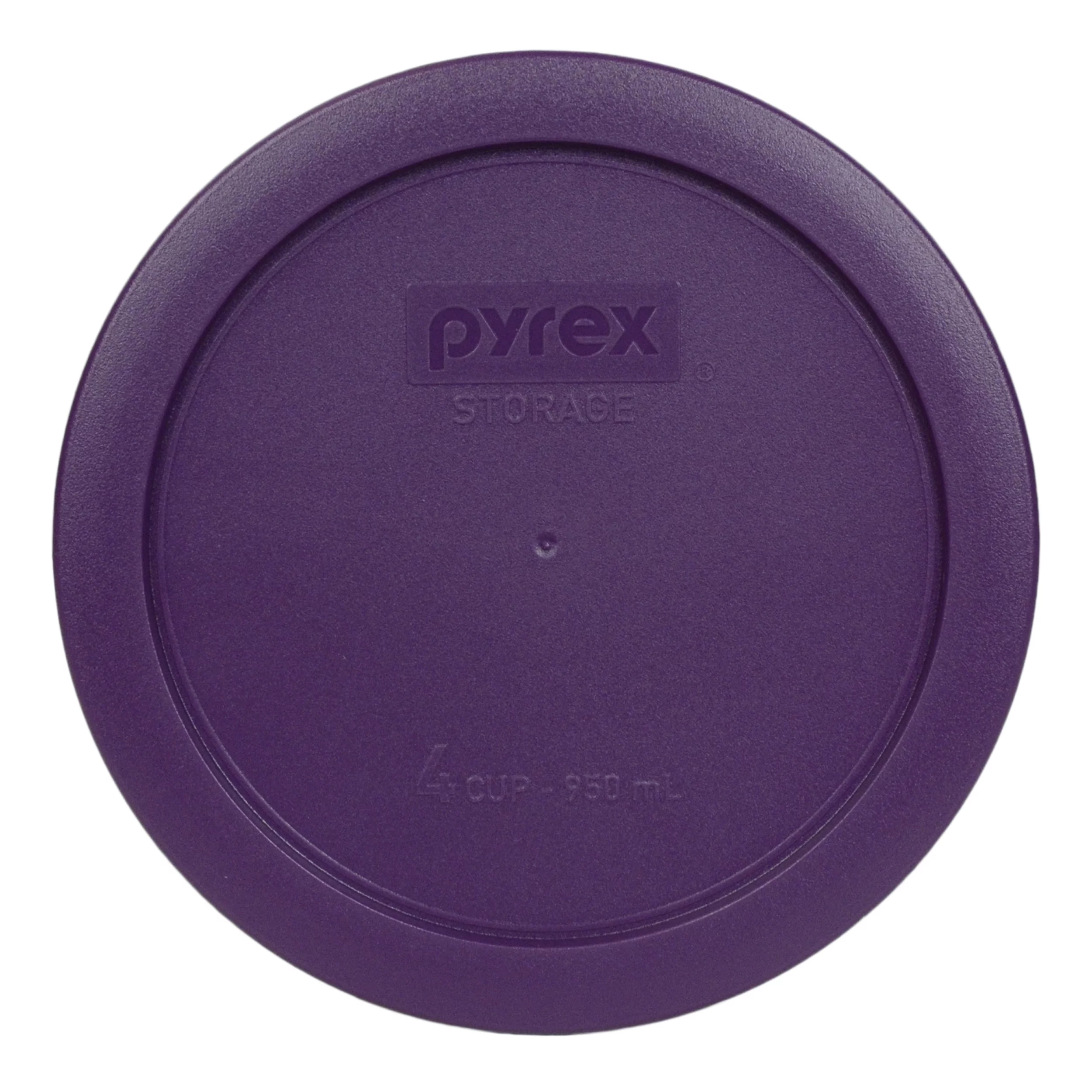 Pyrex 7201 4-Cup Round Glass Food Storage Bowl with 7201-PC 4-Cup Purple Plastic Lid Cover