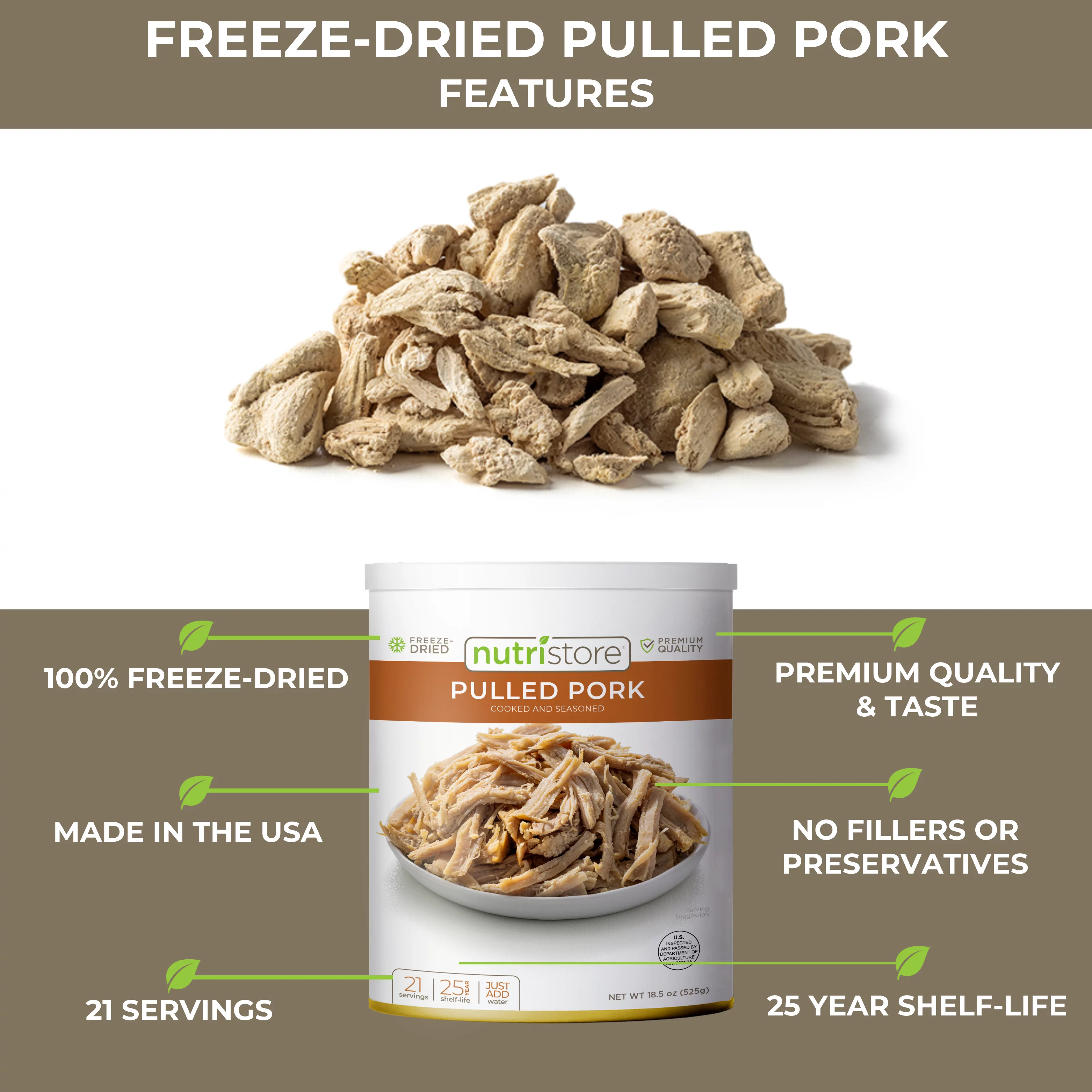 Nutristore Freeze-Dried Pulled Pork No. 10 Can
