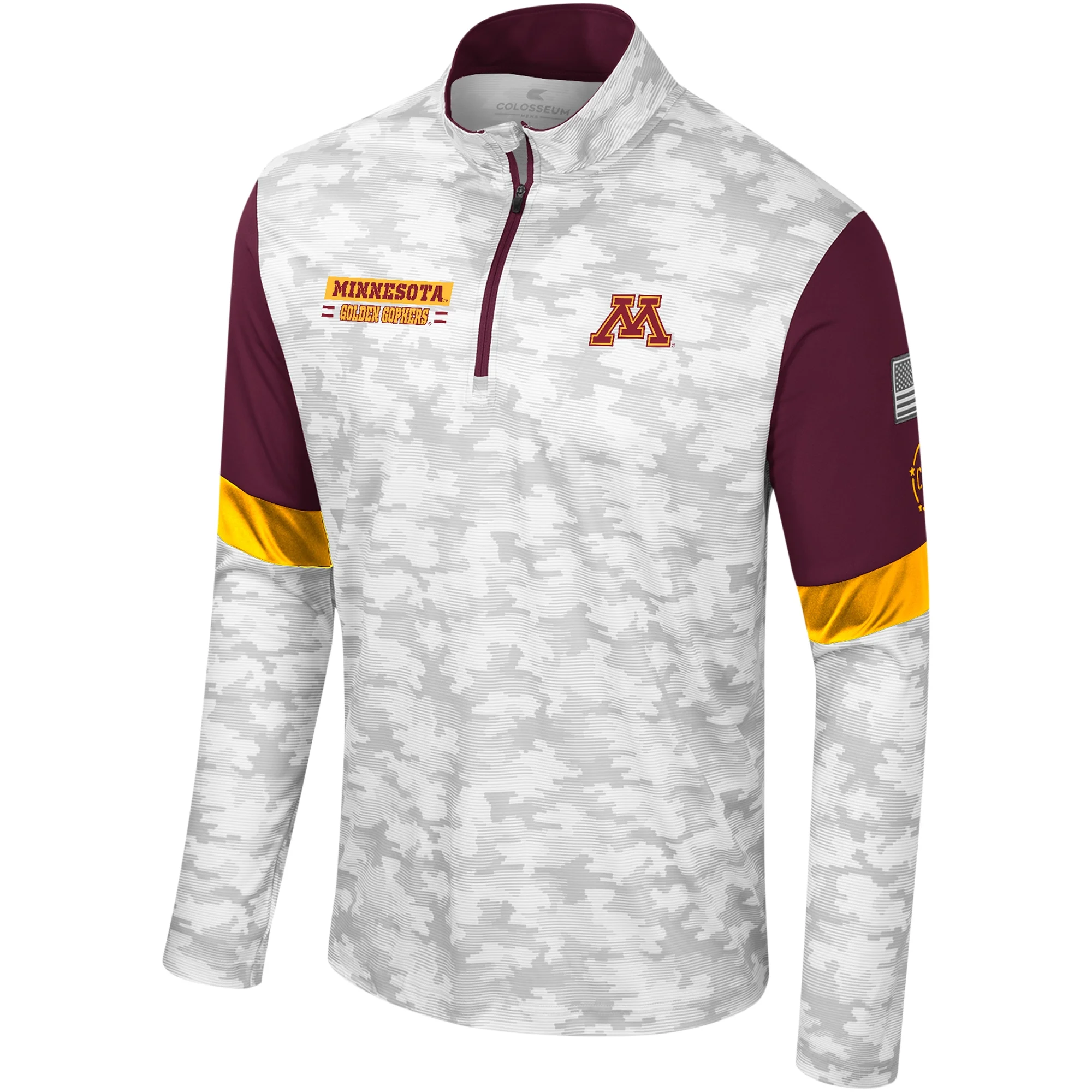 Men's Colosseum  Camo Minnesota Golden Gophers OHT Military Appreciation Tomahawk Quarter-Zip Windshirt