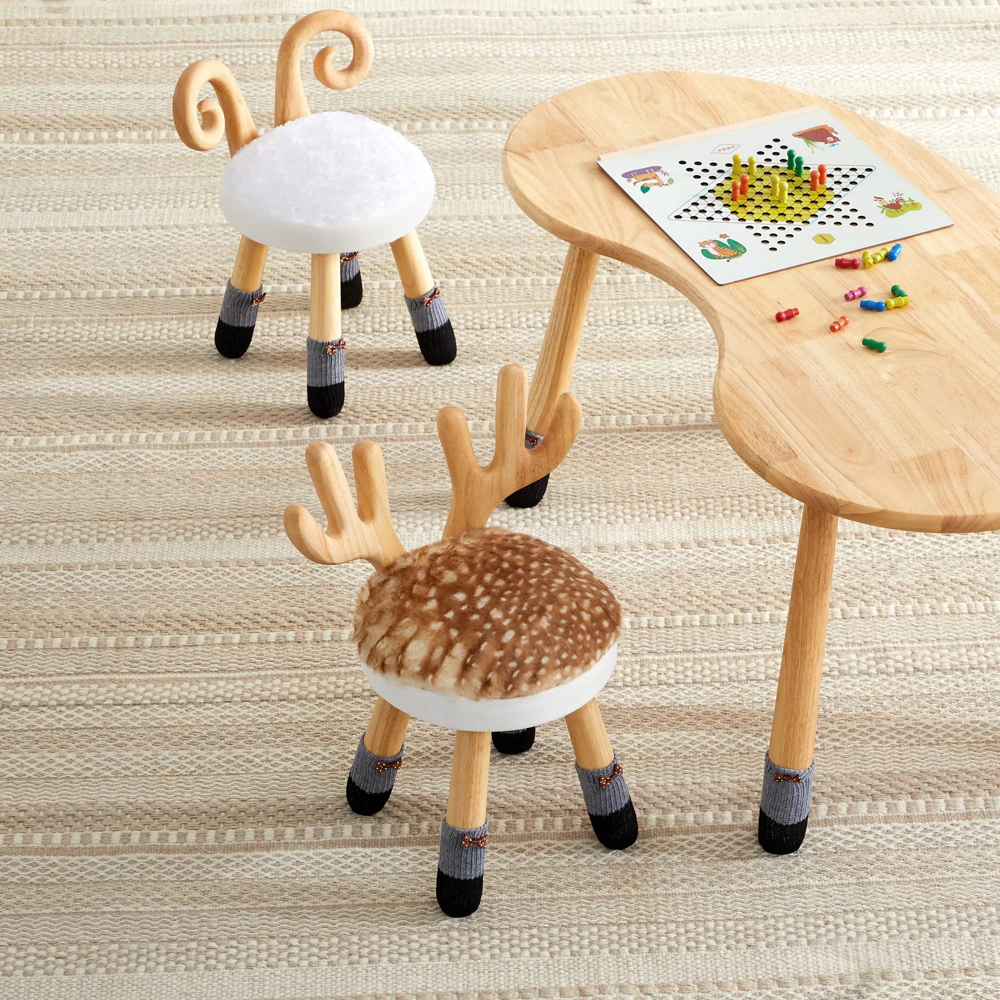 Wooden Toddler Chair, Naturally Finished Solid Hardwood,Kids Stool Chair, Handmade, for Playroom, Nursery, Preschool, Bedroom, Kindergarten Eating, Reading, Playing