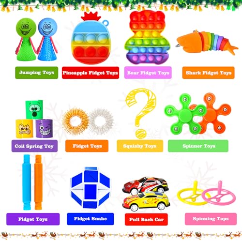 Fidget Advent Calendar 2025 for Kids, Christmas Countdown Calendar with Fun Sensory Fidget Toys, Count Down to Christmas with 24 Days of Surprises Presents Box for Boys Girls Teens