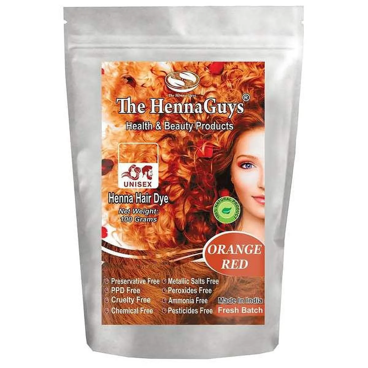2 Packs of Orange Red Henna For Hair 100 Grams - The Henna Guys