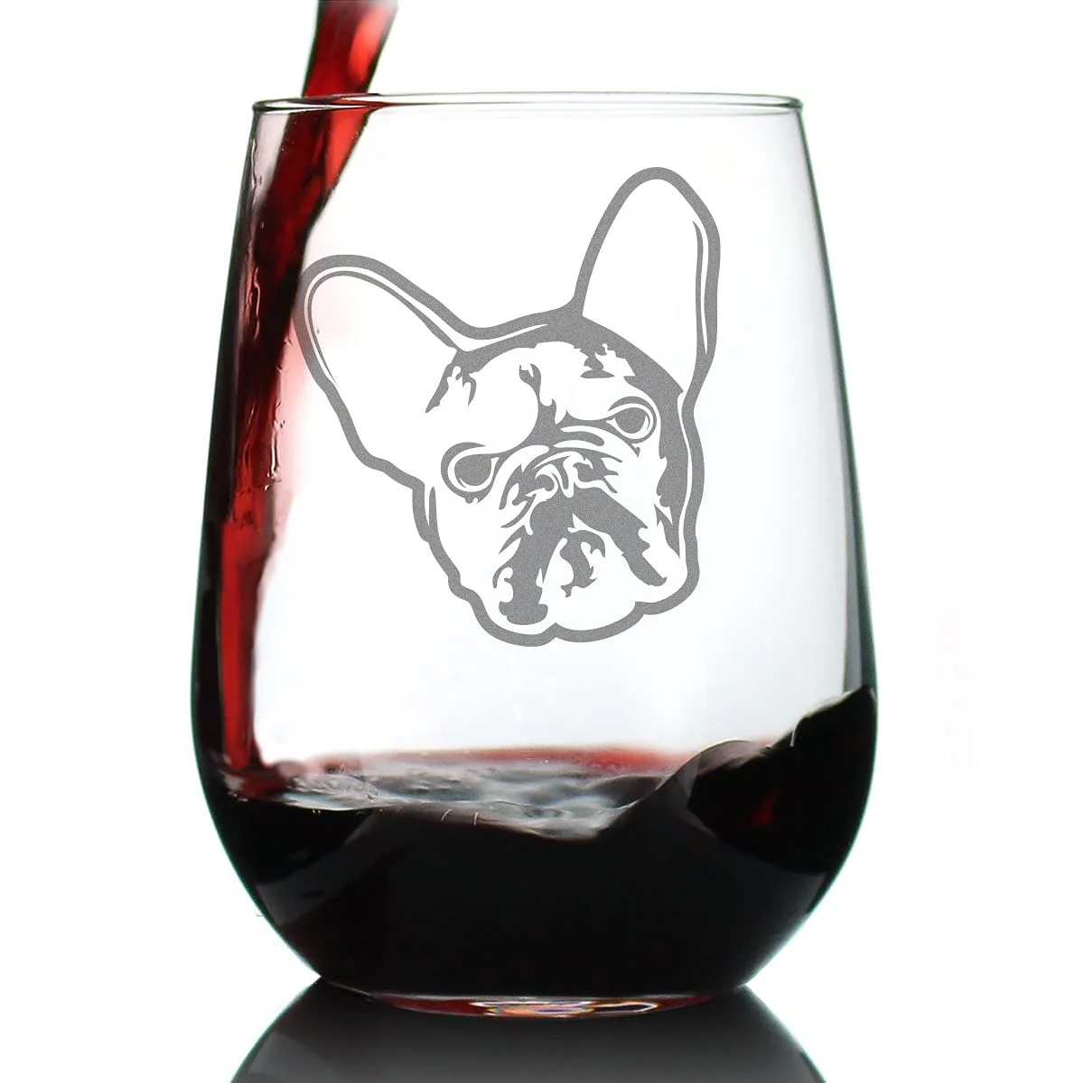 French Stemless Wine Glass - Large 17 Oz Glasses - Cute Gifts For Dog Lovers With A Frenchie