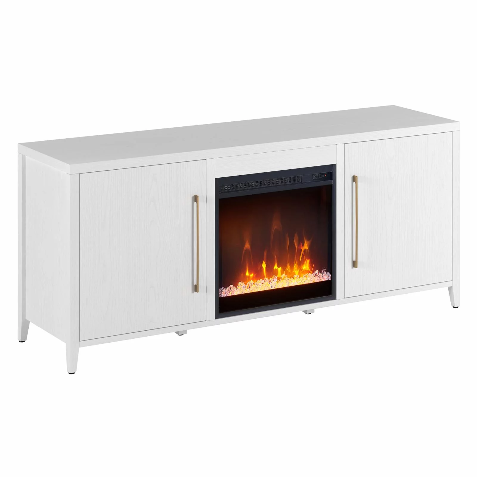 Evelyn&Zoe Jasper Rectangular TV Stand with Crystal Fireplace for TV's up to 65