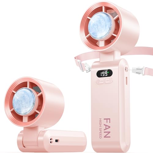 Handheld Portable Fan with Ice Cooler,Speed (1-199) 5500mAh Rechargeable Personal Fan,[20H Cooling Time] Super Mini Yet Powerful [20000 RPM] Small Pocket Fans for Travel/Outdoor/Office,Gold Black