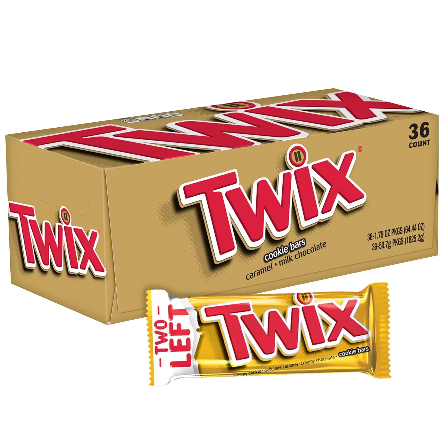 Twix Caramel Cookie Full Size Bulk Chocolate Candy Bars - 36ct