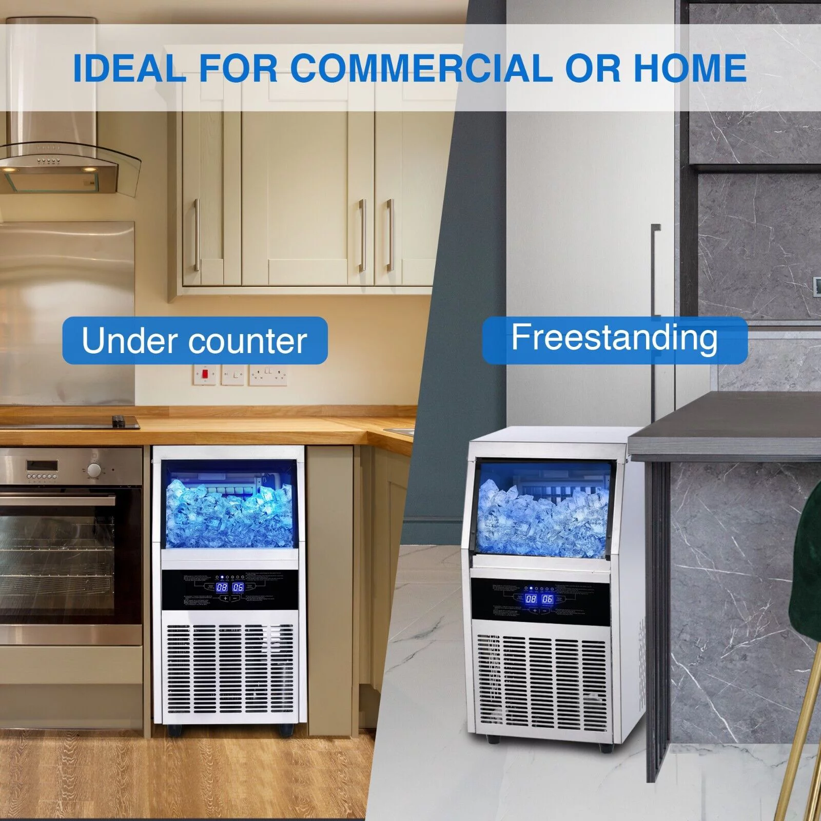 Commercial Ice Maker 150lb Stainless Steel Bar Restaurant Built-in Cube Machine