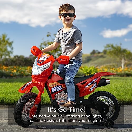 Best Choice Products Kids 6V Ride On Motorcycle w/Treaded Tires, Working Headlights, 2mph Top Speed, Training Wheels, Realistic Sounds, Music, Battery Charger - Hot Pink