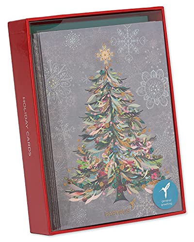 Papyrus Boxed Christmas Cards with Envelopes, Designed by House of Turnowsky, Special Wishes, Christmas Trees (14-Count)