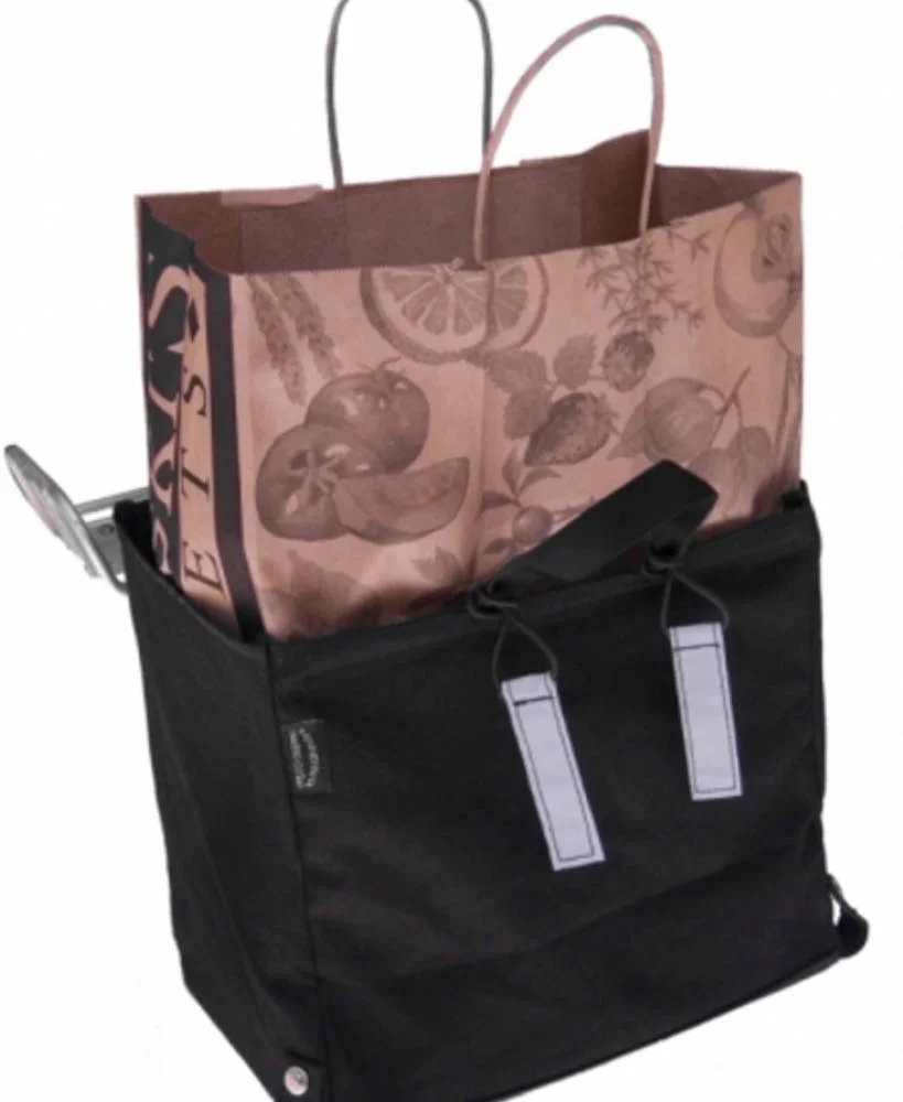 BANJO BROTHERS Grocery Bag Pannier Bicycle Black 1100 Cubic Inches Rack Mt New