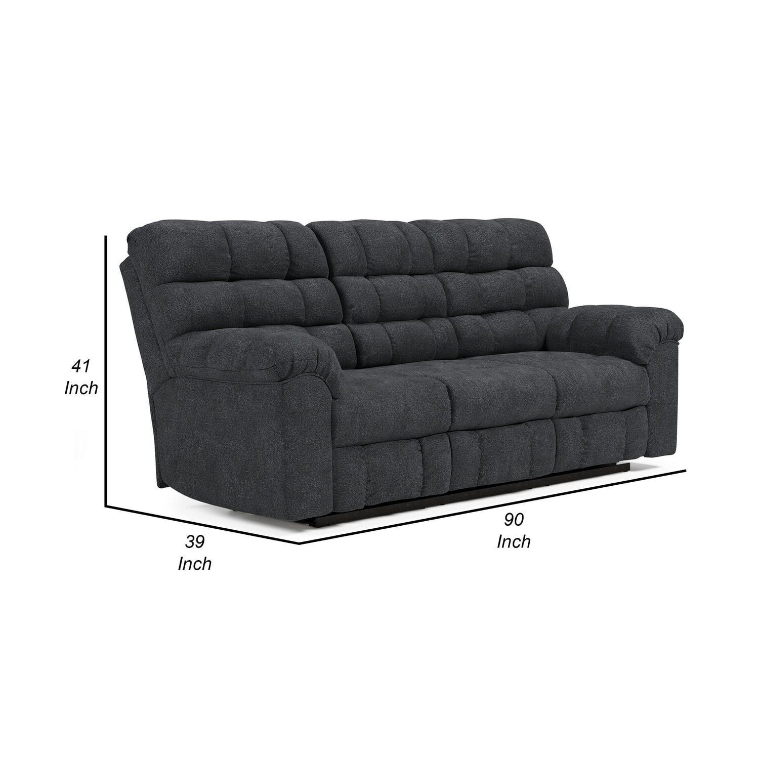 BenJara Sub 90 Inch Manual Recliner Sofa, Drop Down Table, Cupholders, Bluish Gray