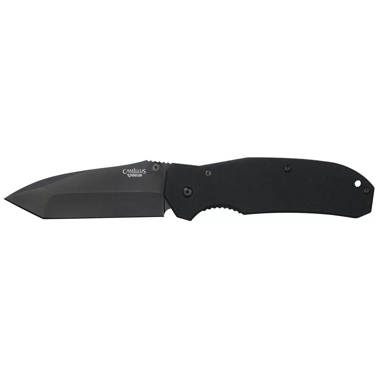 Camillus Tanto 8.25" Folding Pocket Knife, 3.5" Blade, for Hunting/Camping, Black