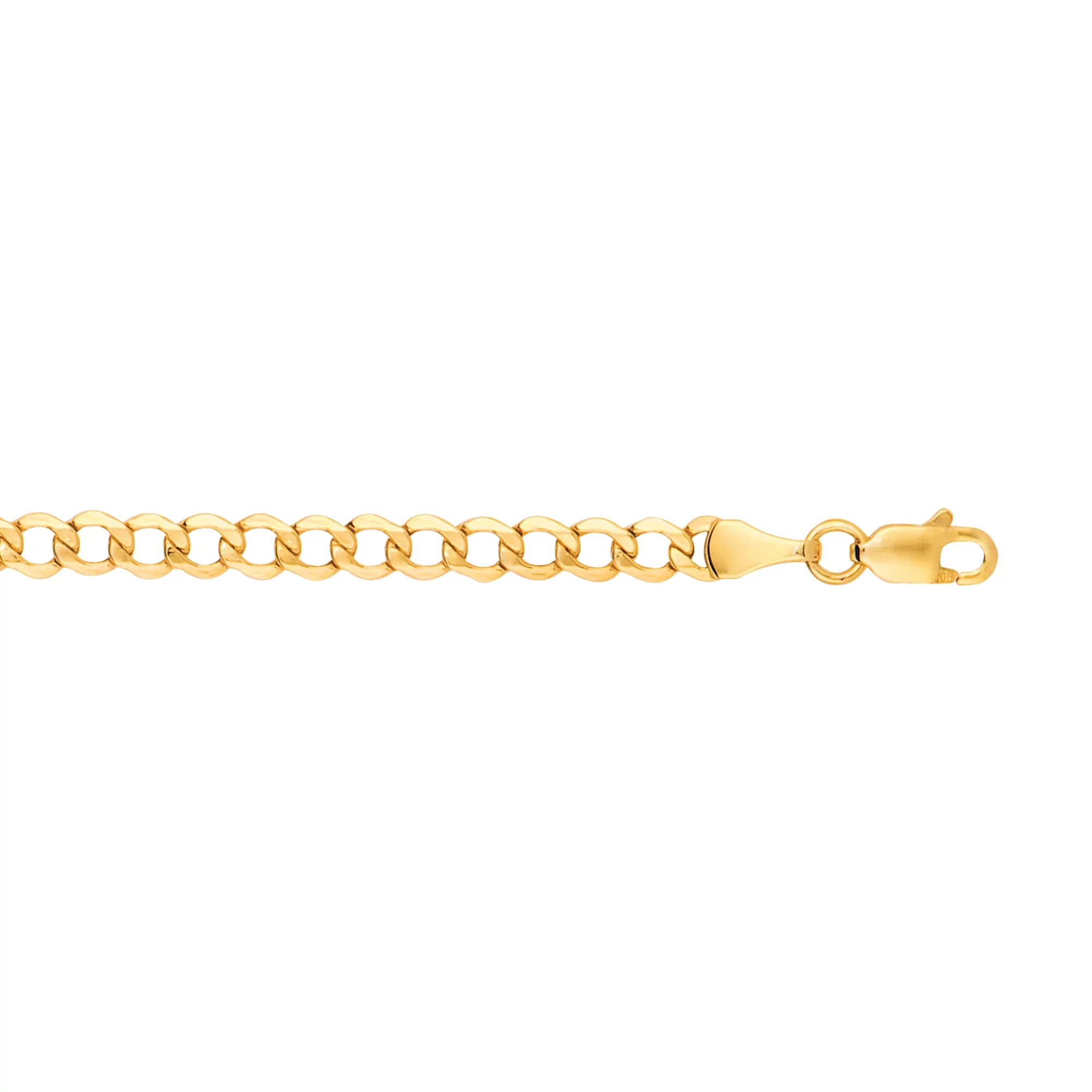 14k Semi-solid Yellow Gold 4.4 mm Lite Cuban Curb Chain 22