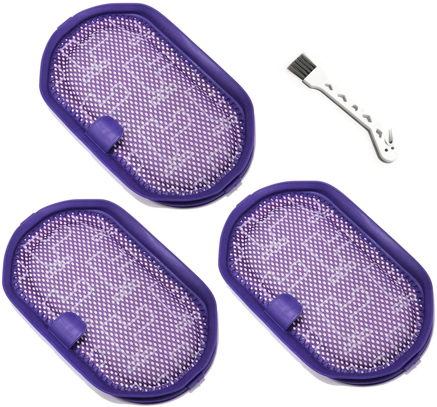 Replacement Pre Filter fits Dyson DC30 DC31 DC34 DC35 DC44 DC45 DC56 DC57 Vacuum Cleaners, 917066-02 (3 Pack Filter & Small Brush)