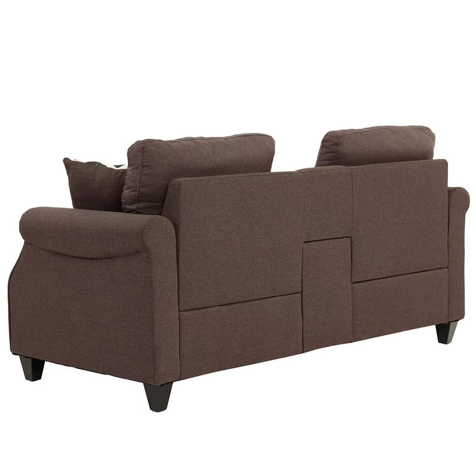 Poundex 2 Piece Fabric Sofa Set with USB Console in Dark Coffee