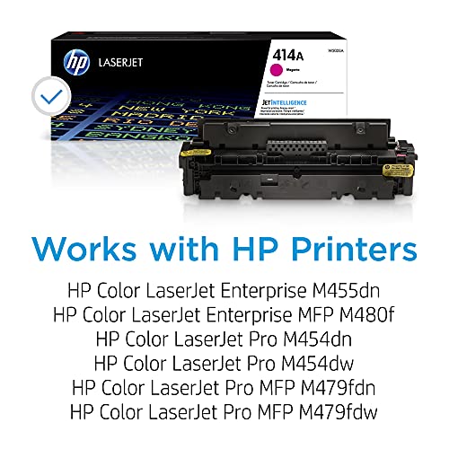 HP 414A Magenta Toner Cartridge | Works with HP Color LaserJet Enterprise M455dn, MFP M480f; HP Color LaserJet Pro M454 Series, HP Color LaserJet Pro MFP M479 Series | W2023A