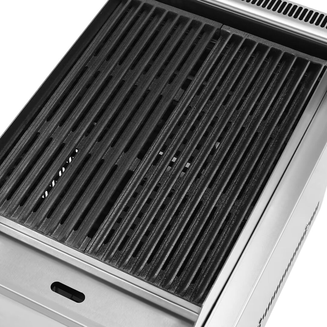 Oukaning Commercial Restaurant Radiant Broiler Char Grill Countertop Gas Grill 2 Burners Stainless Steel