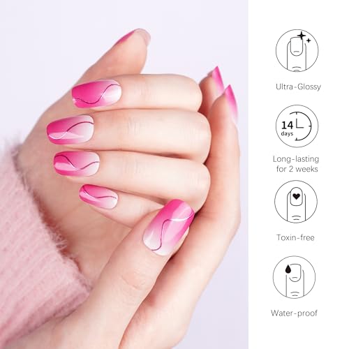 DANNI & TONI Semi Cured Gel Nail Strips Christmas Santa Claus Snowflakes Cat Eye Gel Nail Wraps 28 Stickers | Mistletoe Meow