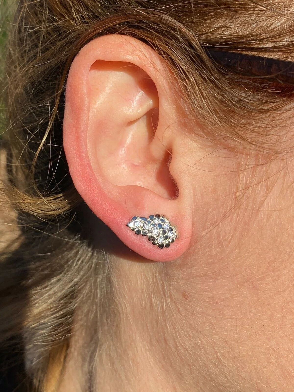 Mens HipHop Real Solid 925 Sterling Silver CZ Nugget Earrings Large Iced Studs