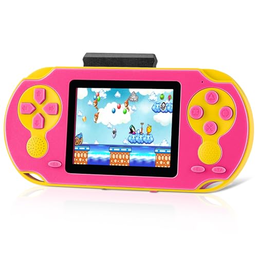 16 Bit Handheld Game for Kids, Video Game Player with Built in 230 HD Games, 3.0'' Screen Retro Electronic Game Machine with 3 Game Cartridges, Portable Rechargeable Games for Ages 3-12(Blue)