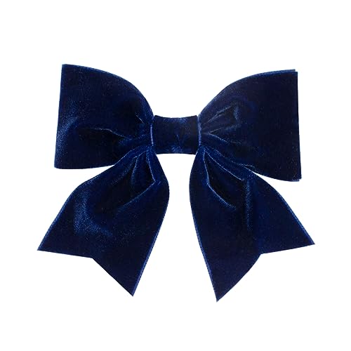 Wee Ones Girls' Plush Velvet Bowtie with Tails on a WeeStay Hair Clip, Small King, Black