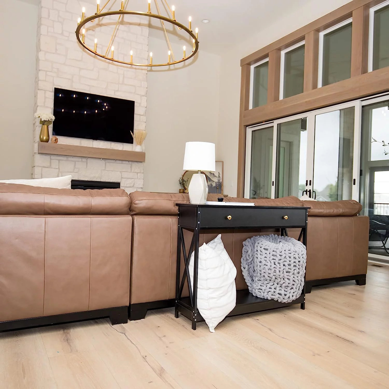 Narrow Entryway Sofa Table for Living Room  Office  Farmhouse  Kitchen - Extra-Durable Wood Entryway Table with One Large Drawer and Shelf   (40.1" L x 30.92" H x 11.82" W) -