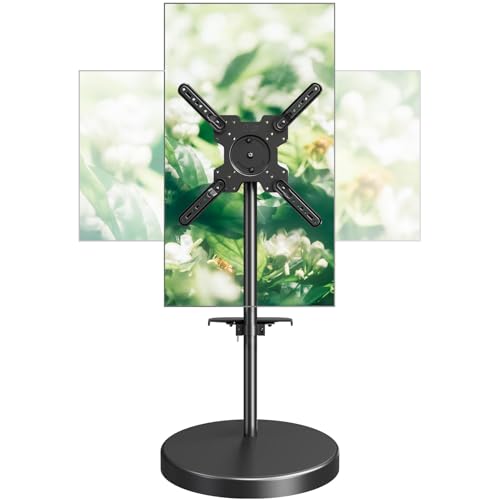 MOUNT PRO TV Rolling Stand - Floor TV Stand Mobile TV Cart for 26-65 inch Screens up to 77 lbs, Rotating TV Stand with Wheels for Home Office Outdoor, Height Adjustable & Metal Shelf, Max VESA 400x400